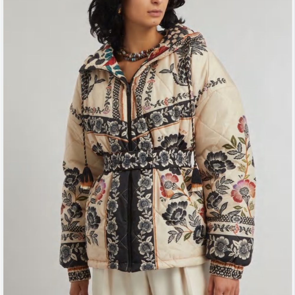 Farm Rio reversible Romantic Garden puffer jacket Size S new with tags